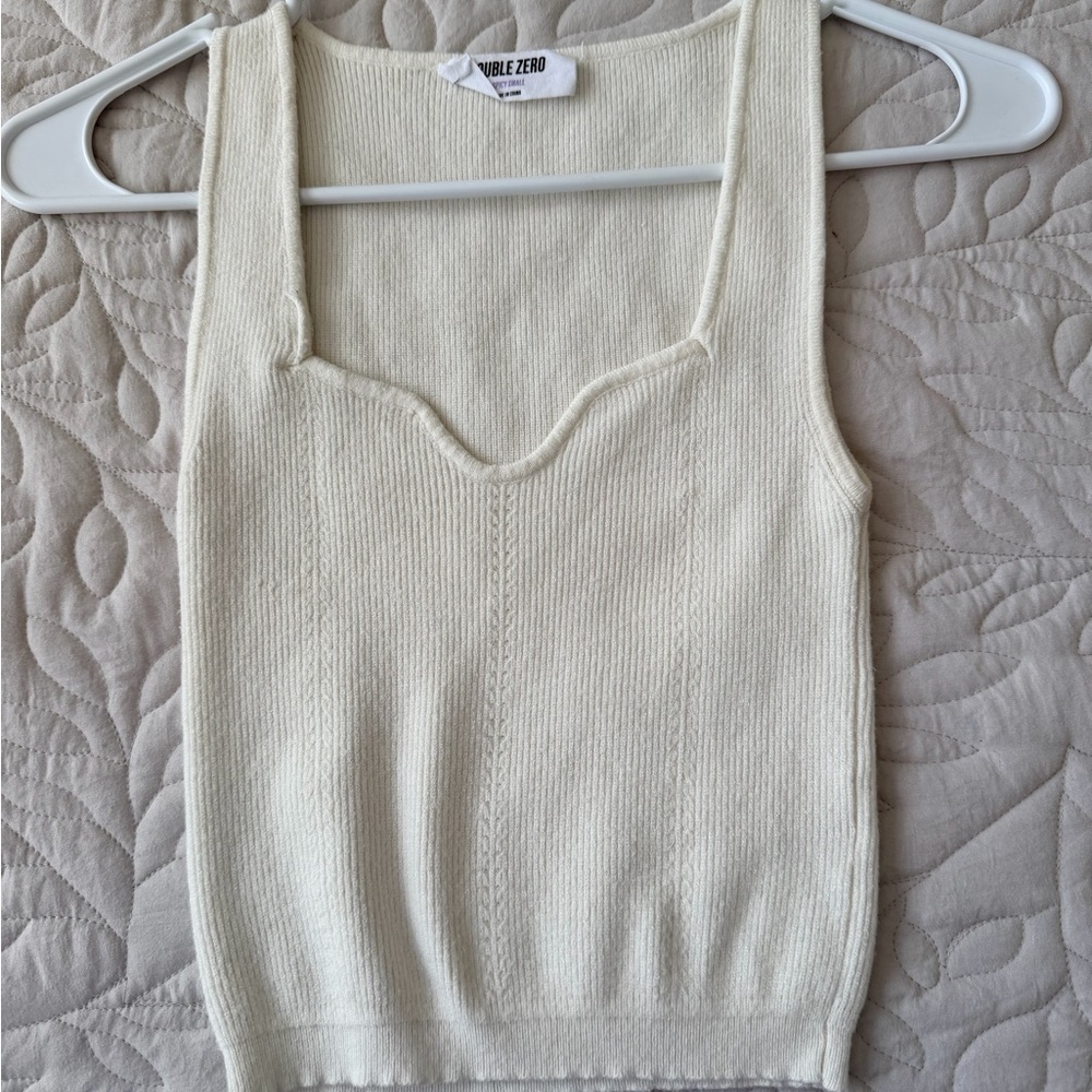 Double Zero Cream Ribbed Tank Top - Picture 2 of 7
